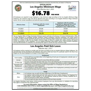 City of Los Angeles Minimum Wage and Paid Sick Leave