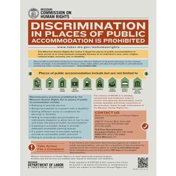 Missouri Discrimination in Places of Public Accommodation Is Prohibited Poster